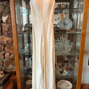 Sherri Hill Cream Wide-Leg Jumpsuit